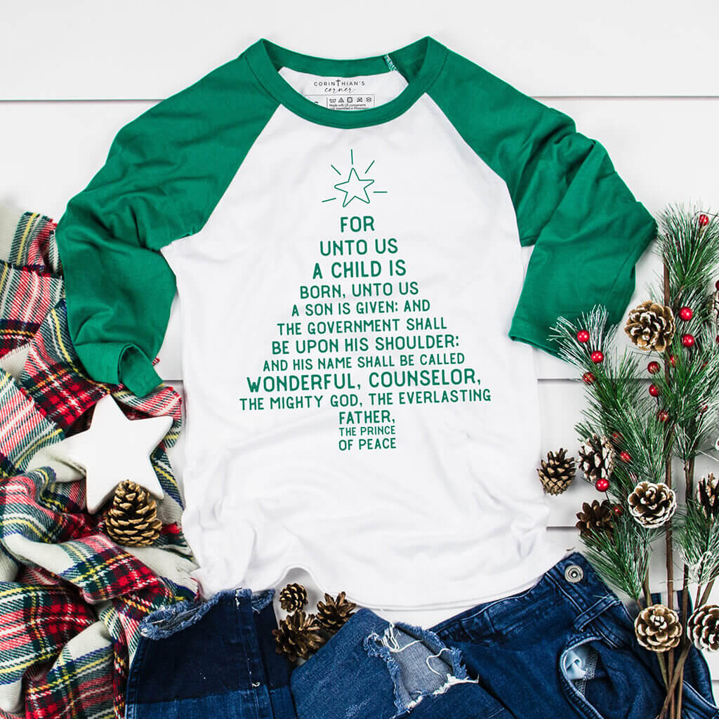For unto us a child is born Christmas shirt for women
