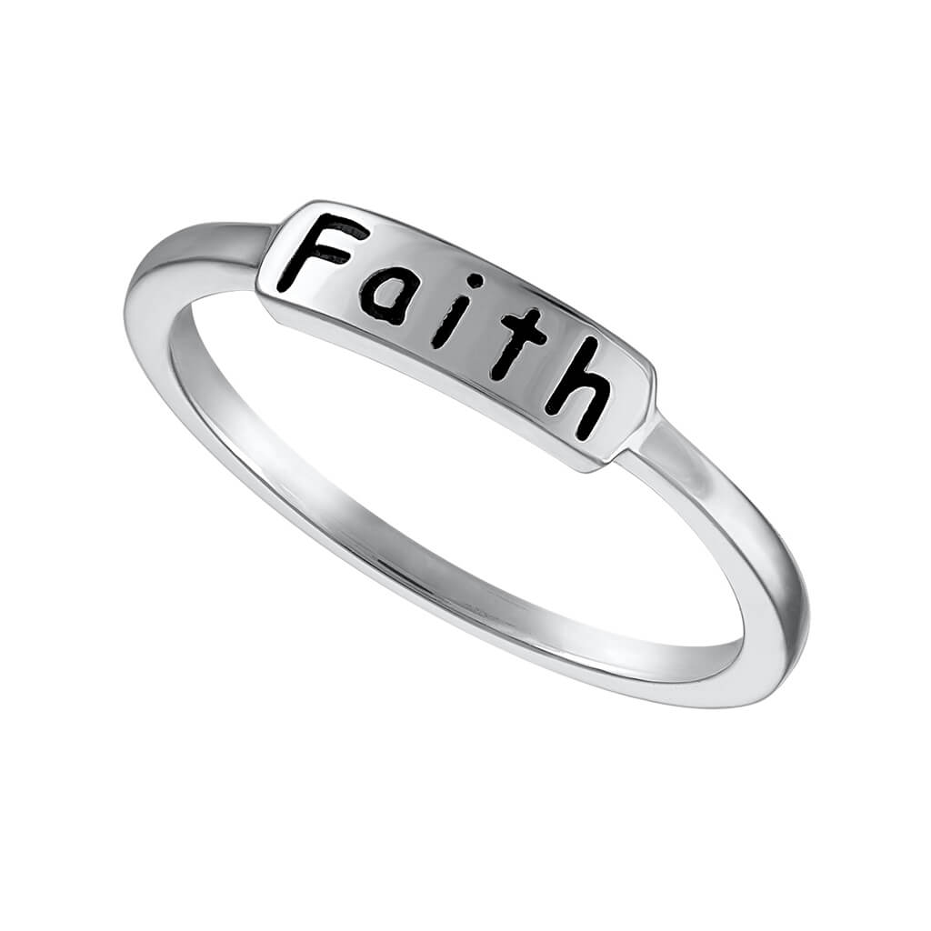 Engraved faith ring symbolizing trust in God's plan and unwavering belief
