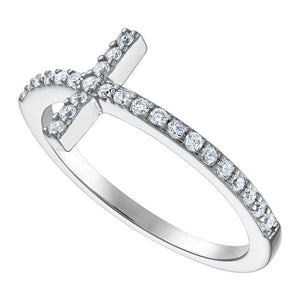 Shiny Gemstone Cross Ring adorned with cubic zirconia stones