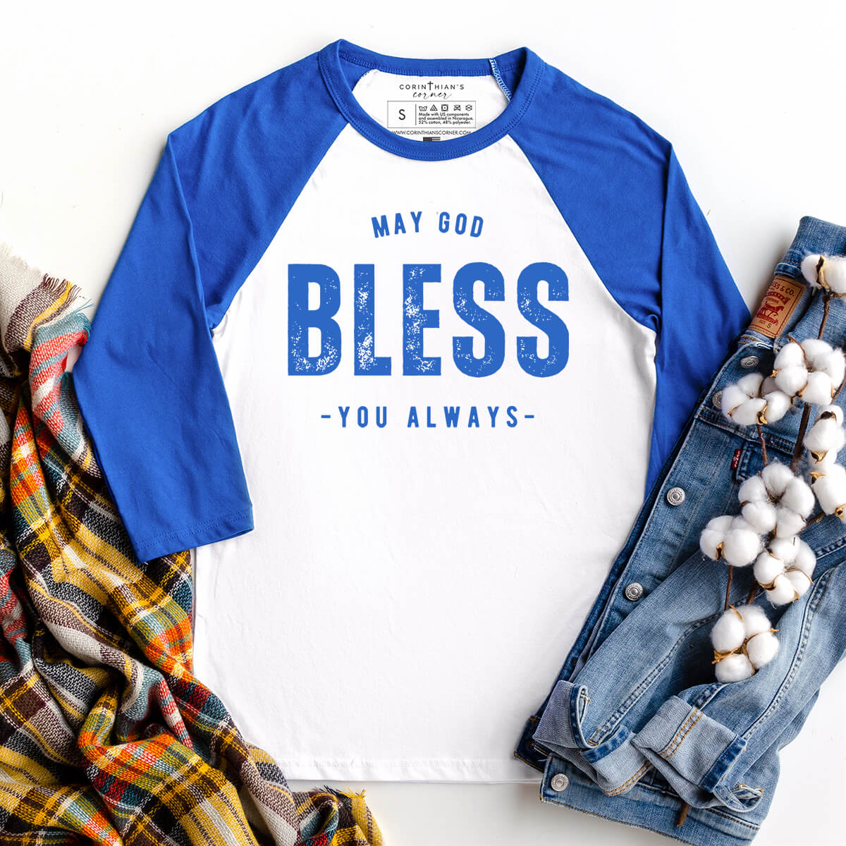 May God bless you always 3/4 sleeve shirt for Sunday service