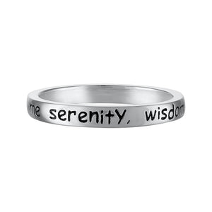 Silver band showcasing powerful Christian mantra in black inscription