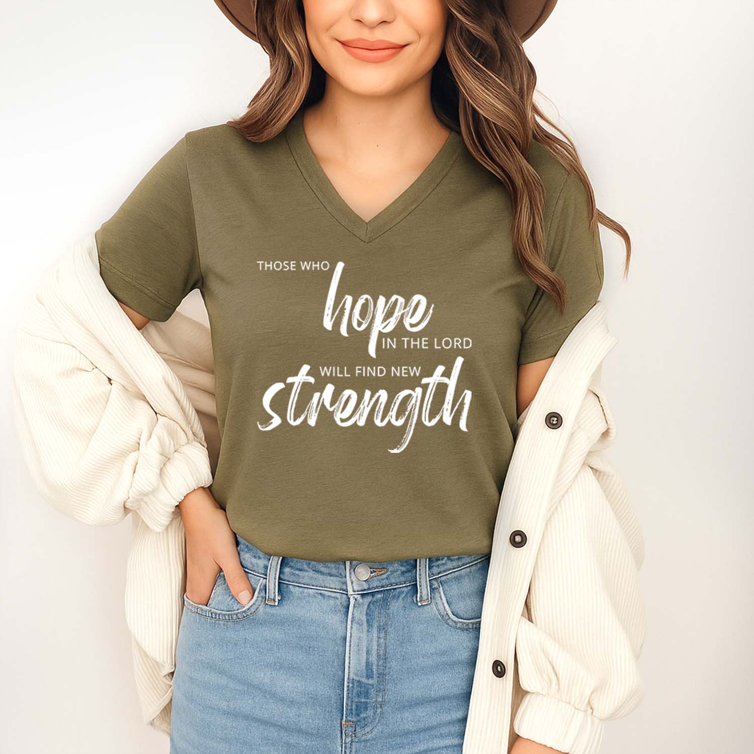 Those who hope in the Lord will find new strength v-neck shirt