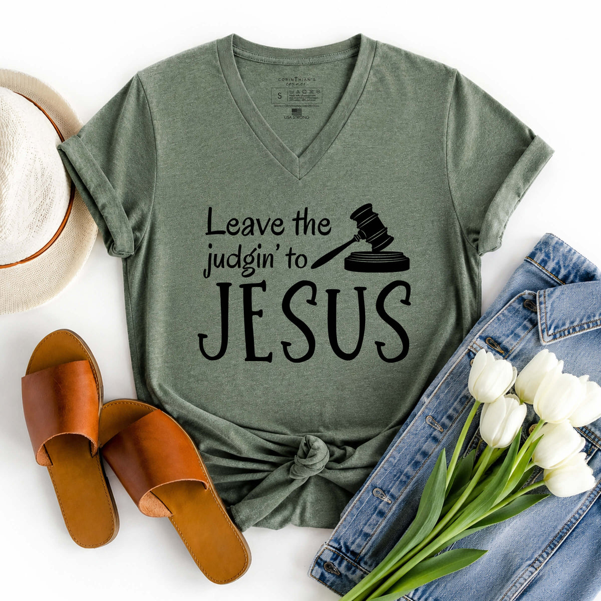 Leave The Judgin' To Jesus V-Neck