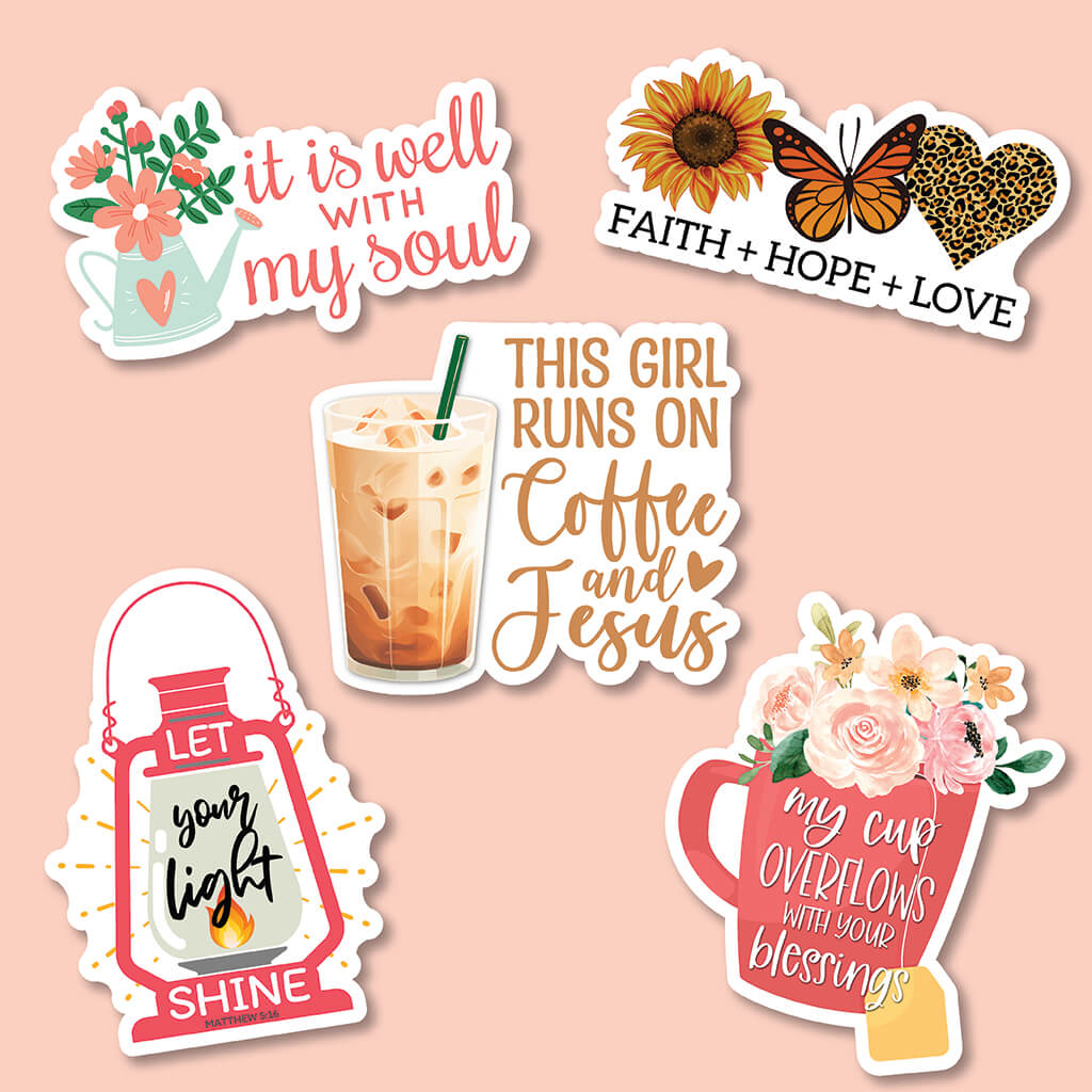 My cup overflows with your blessings Biblical sticker pack
