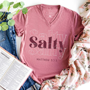 Salt and light passage on spring mauve v-neck