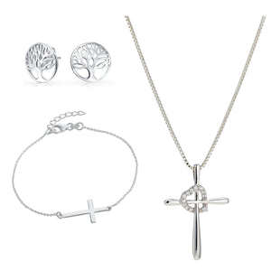 Save big with our 4 piece Christian jewelry set, available in sterling silver