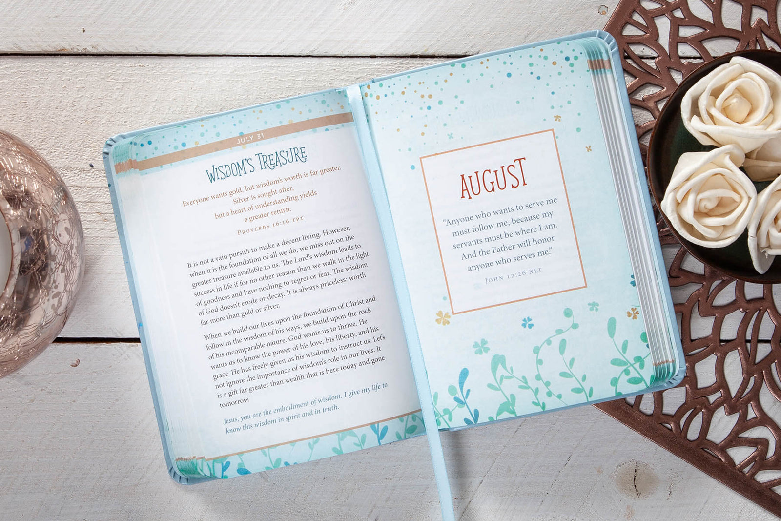 Daily devotional with 'Yes Jesus' text on a wooden surface