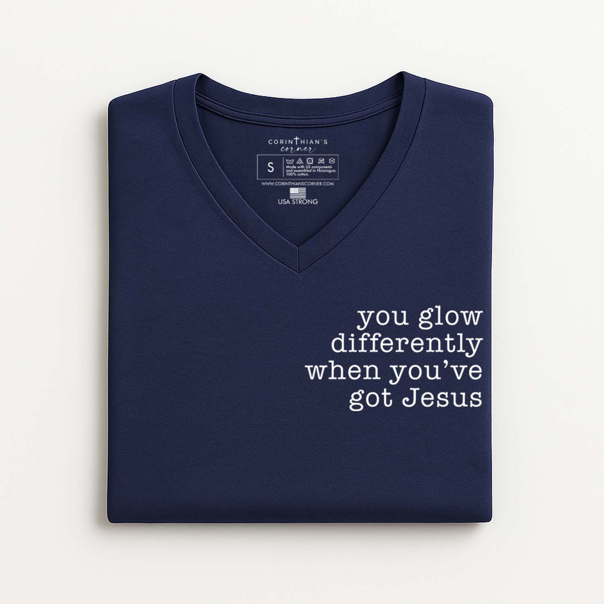 You glow differently when you've got Jesus v-neck t-shirt
