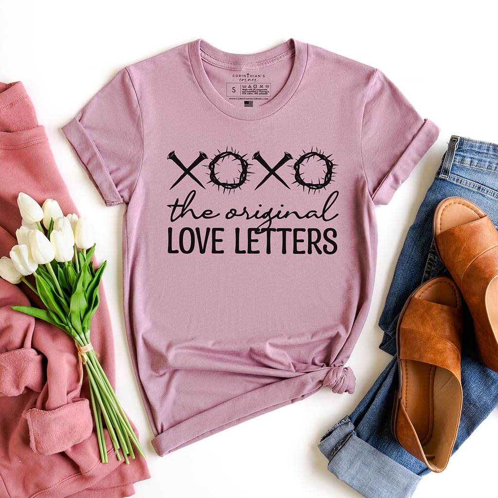 The original love letters shirt with nails and thorn crown graphic