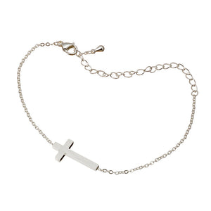 Adjustable silver cross bracelet for Christian women