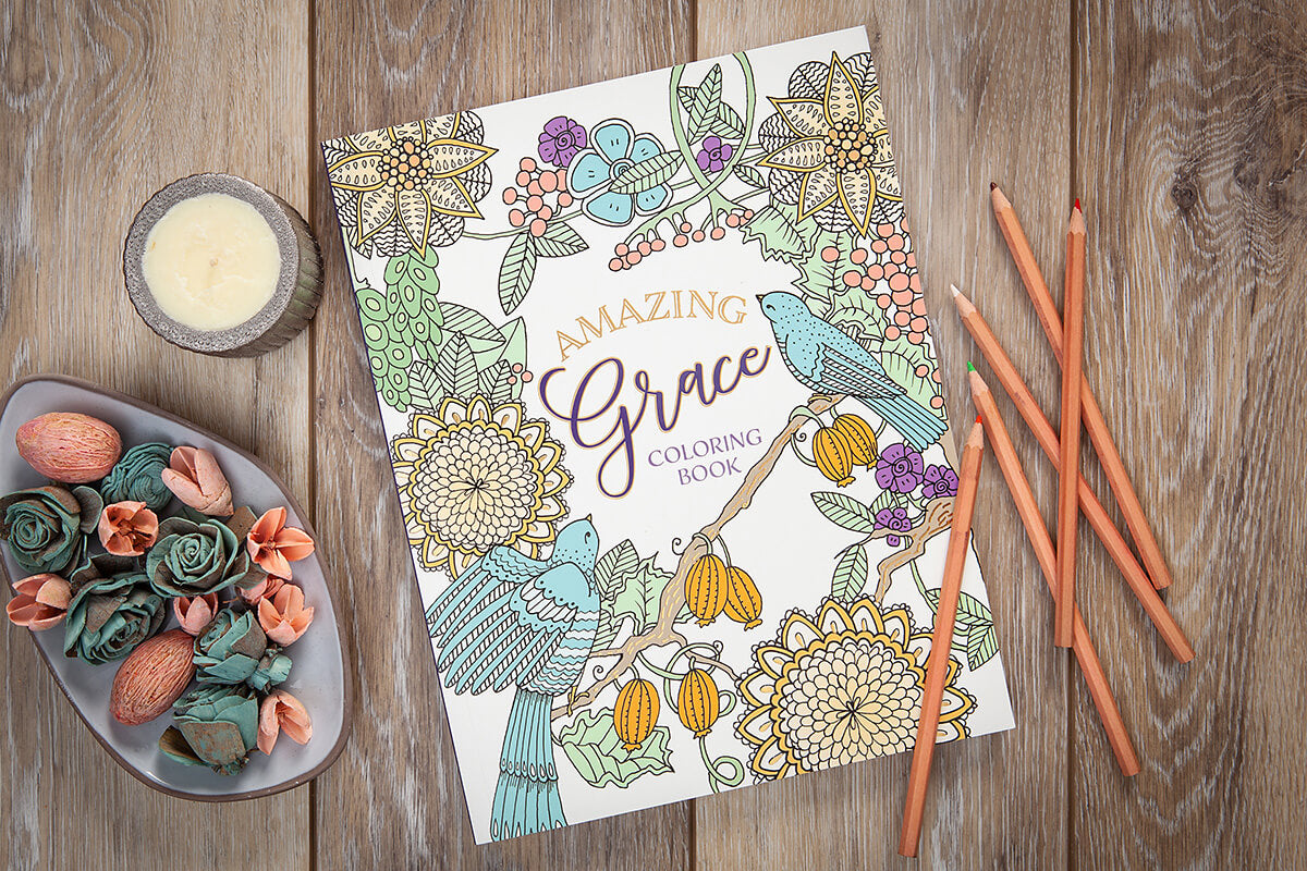 Amazing grace coloring book has a soft-touch matte laminated cover
