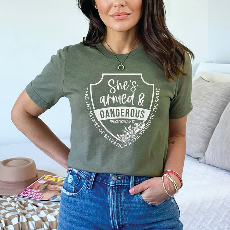 She's Armed & Dangerous Shirt | Women's Christian Shirt - Corinthian's ...