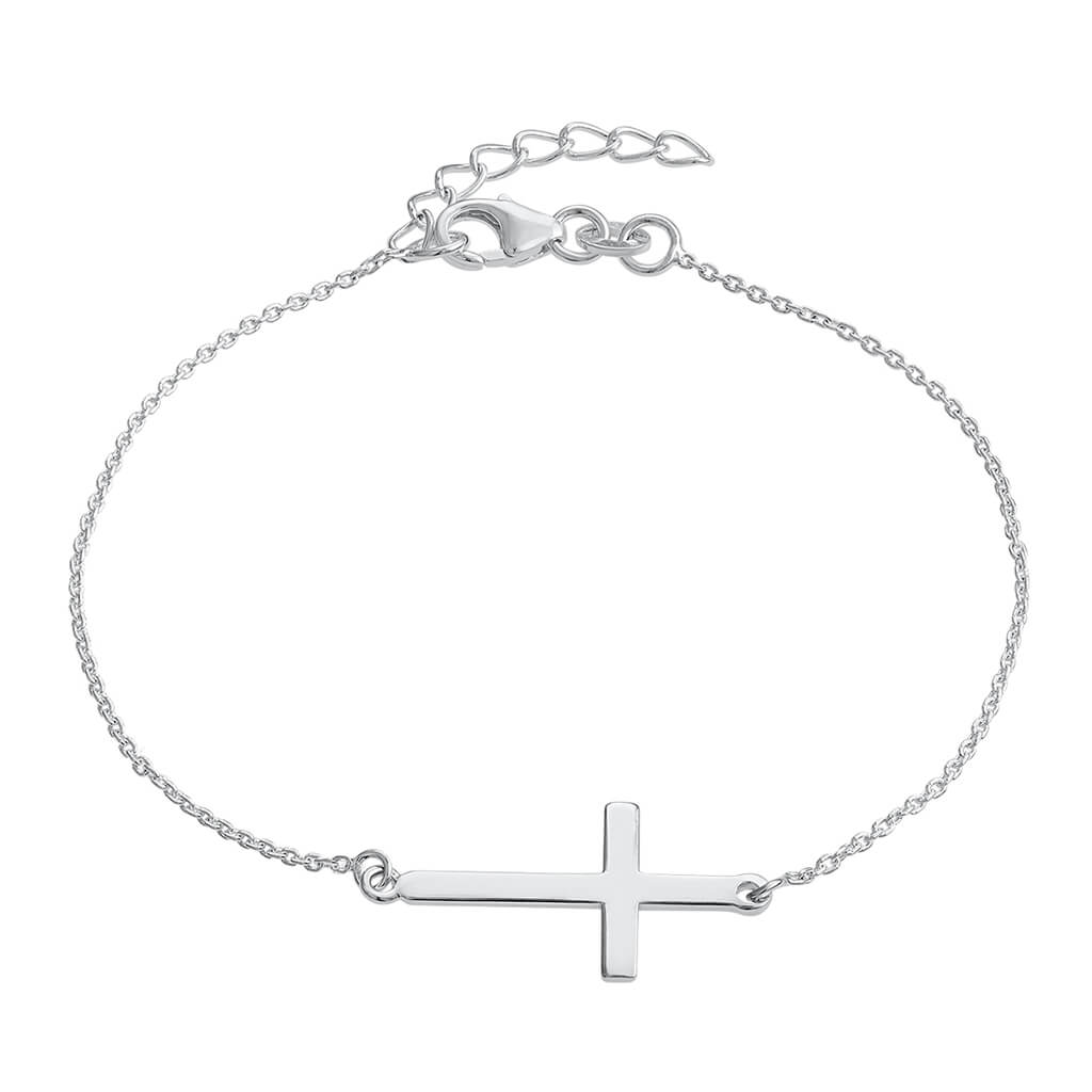 Delicate Cross Chain Bracelet in sterling silver showcasing Christ's enduring love
