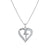 Sterling silver cross heart pendant necklace with cubic zirconia stones