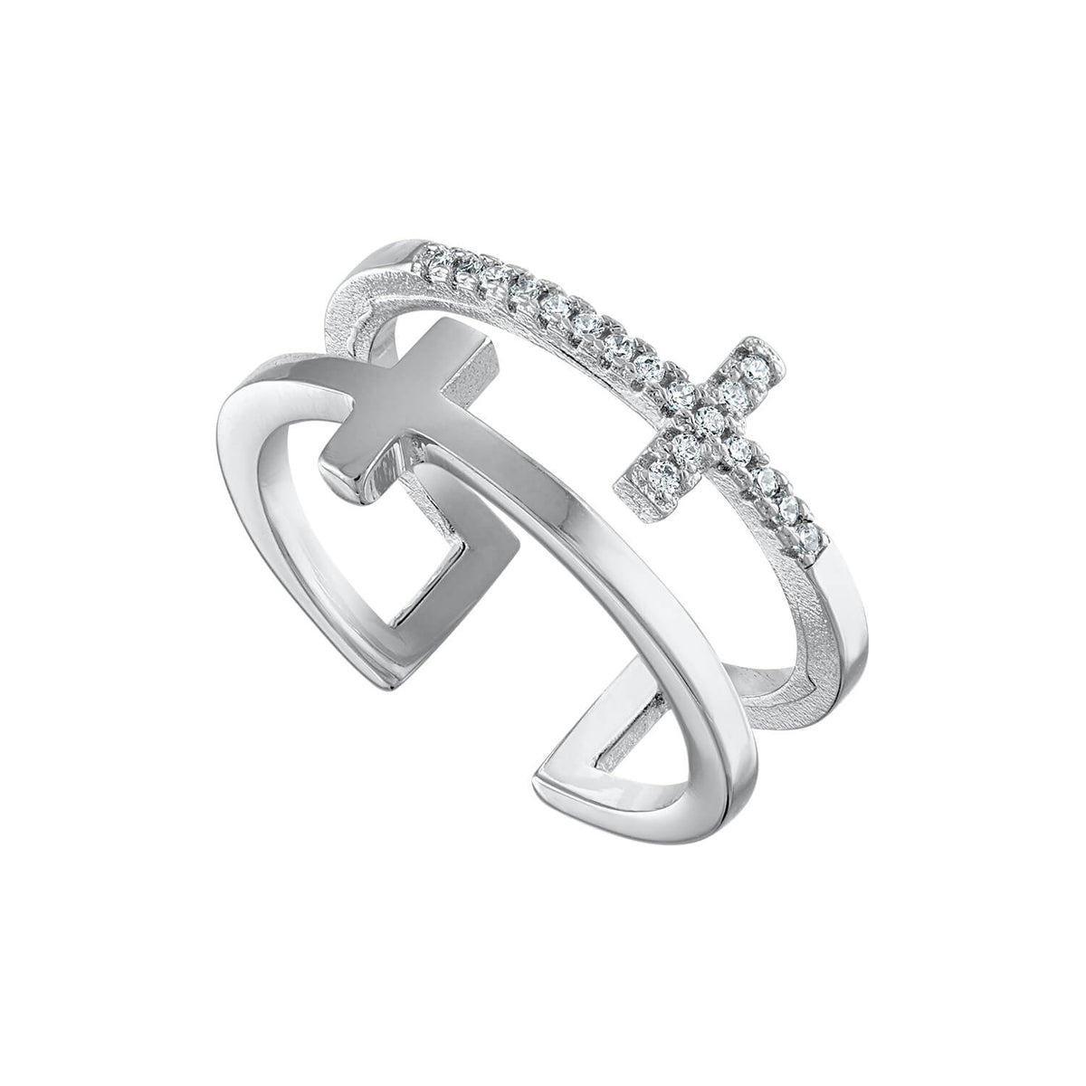 Our Dual Cross Ring combines faith and elegance in a timeless piece