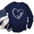 Elegant Christian long sleeve shirt in blue with a simple faith heart design