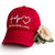 Faith hope love embroidered design on a vibrant red dad hat