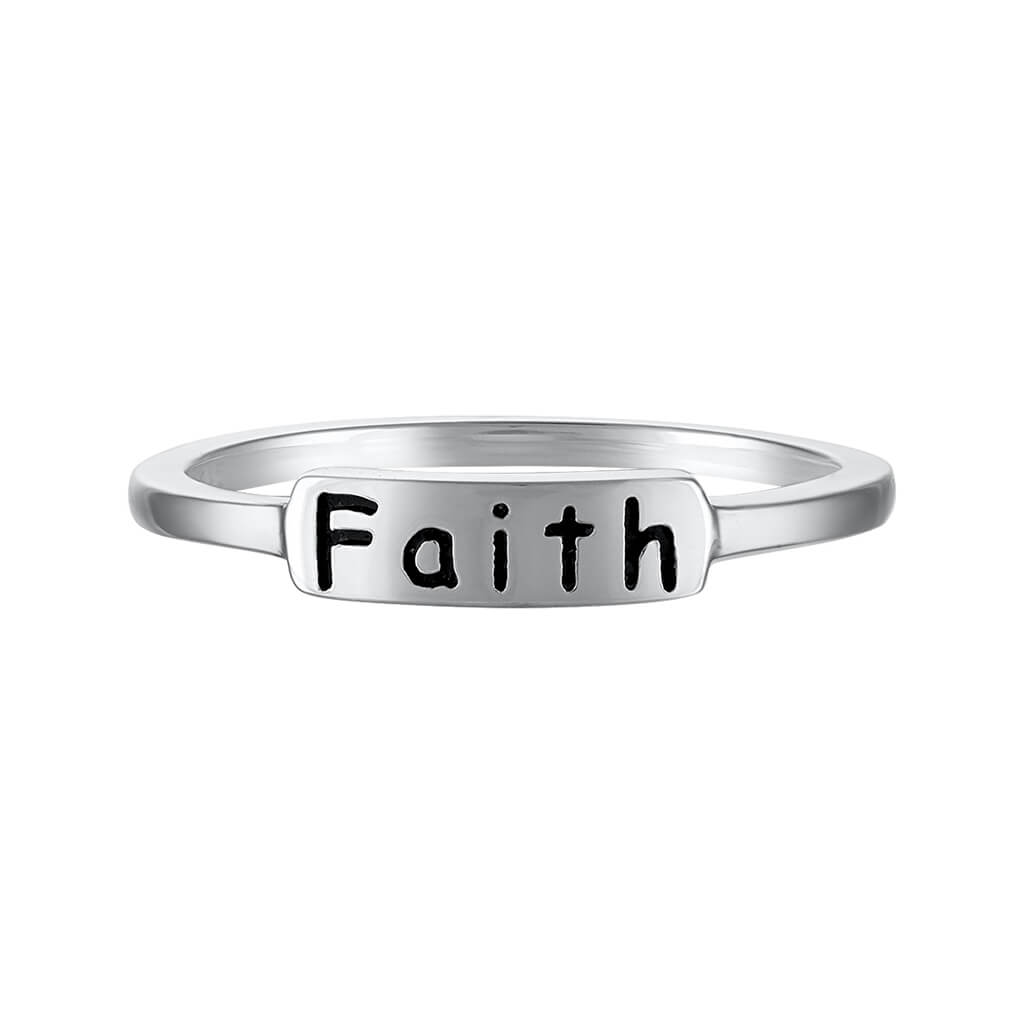 Engraved faith ring symbolizing trust in God's plan and unwavering belief