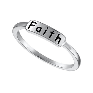 Elegant ring showcasing the inscription 'faith', a daily reminder to live with trust