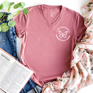 I am fearfully and wonderfully made Psalm 139:14 v-neck for spring