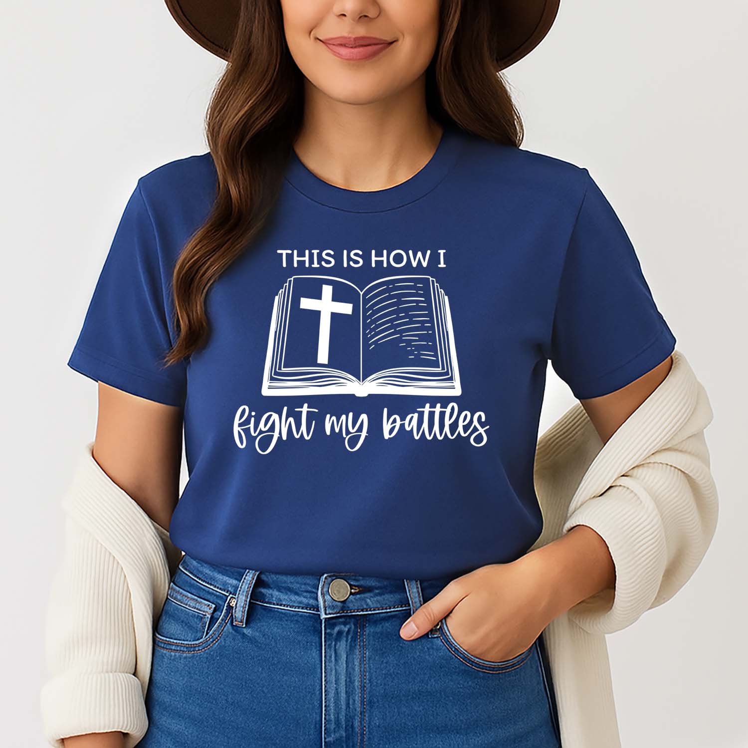 This is how I fight my battles t-shirt depicting an open Bible