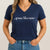Navy Christian v-neck shirt that reads grace like rain