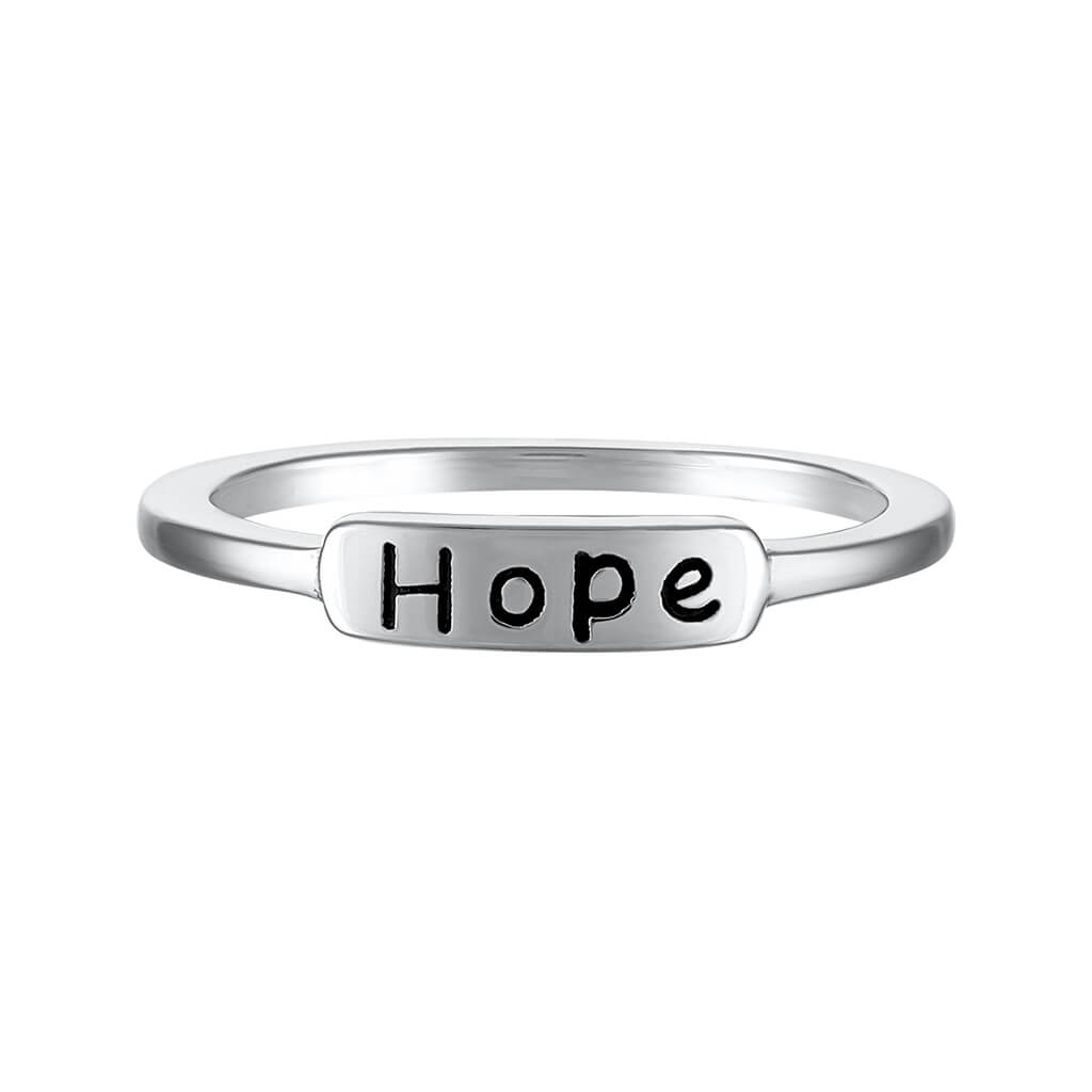 Dainty ring with the word 'hope' finely engraved on its surface
