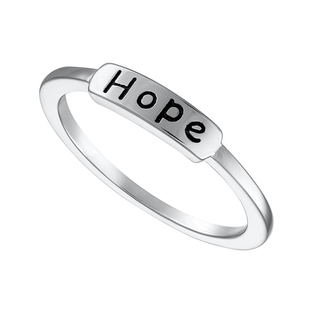 Dainty ring with the word 'hope' finely engraved on its surface