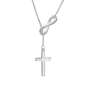 This elegant Infinity Cross Necklace represents God's eternal love