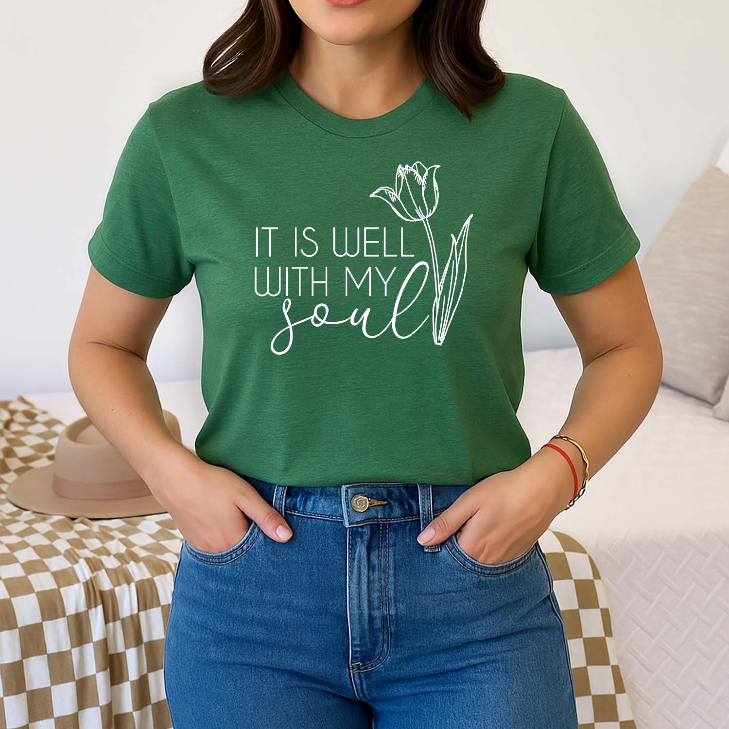 It is well with my soul graphic t-shirt in green