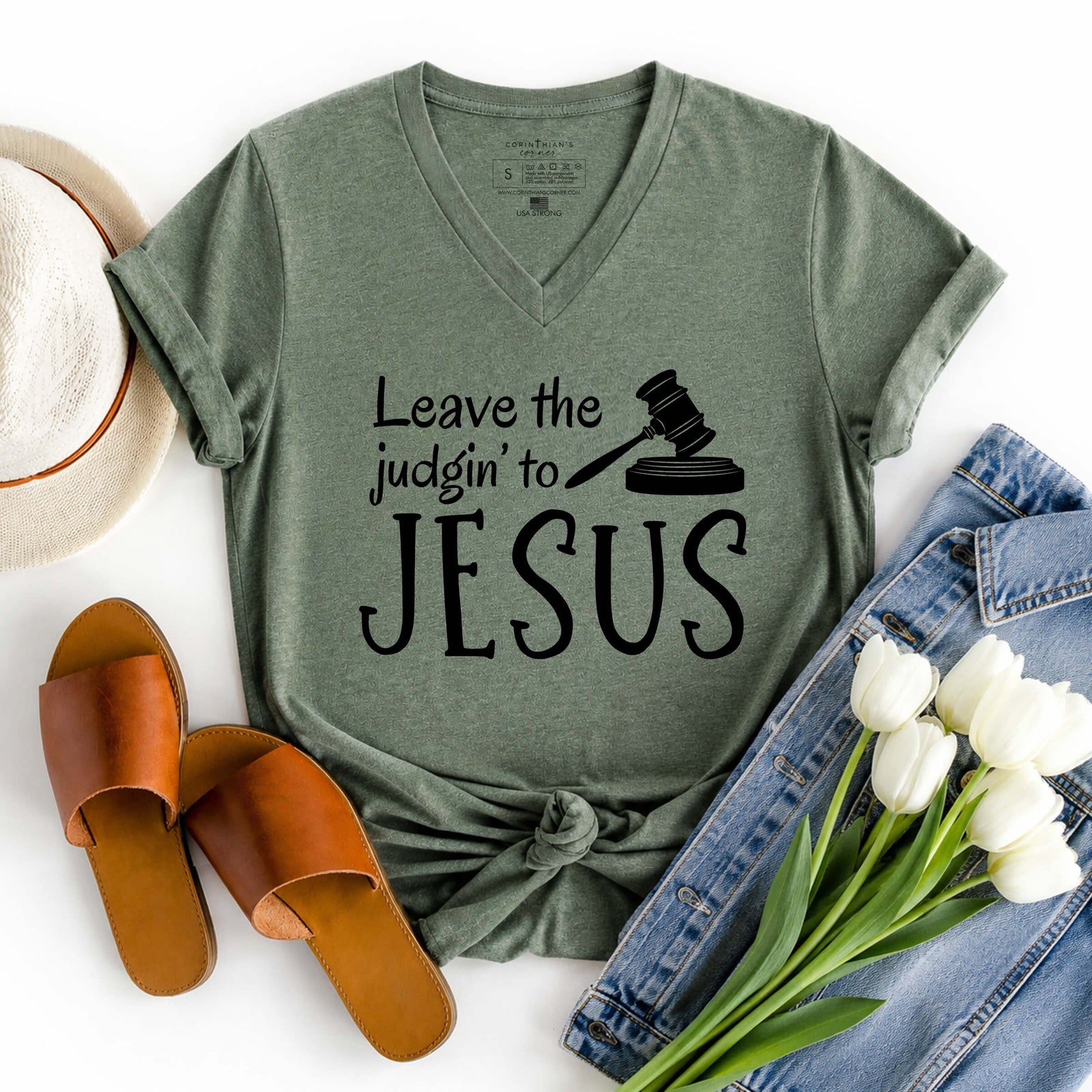 Leave The Judgin' To Jesus V-Neck