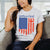 Liberty in Christ patriotic Christian t-shirt in red and blue