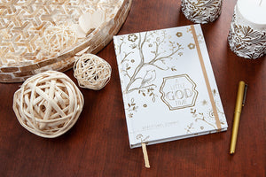 A little God time devotional journal in white and gold