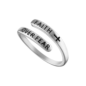 Polished Christian ring in silver with biblical inscription