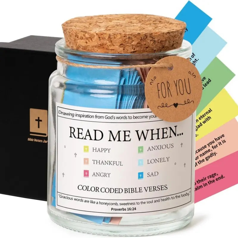 Color-coded Bible verse jar with Biblical inspiration for every mood