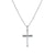 The Ridged Cross Necklace rises into the middle, adding depth and visual interest to the look