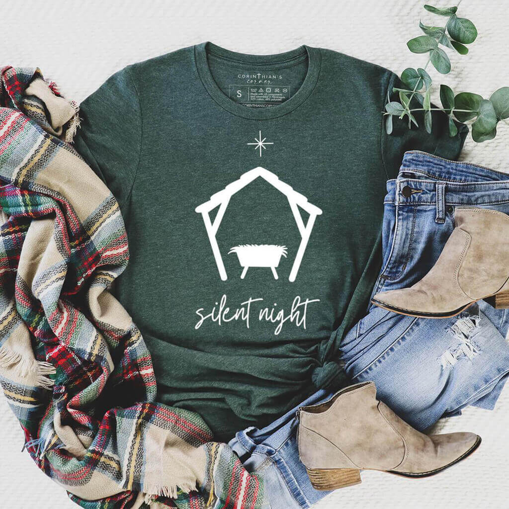 Silent Night | Graphic Christian Shirts for Christmas