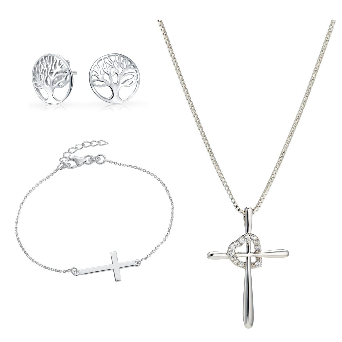 Save big with our 4 piece Christian jewelry set, available in sterling silver