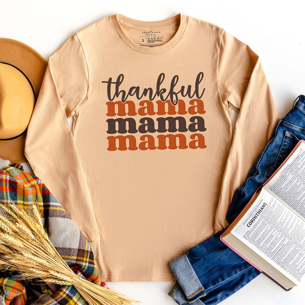 Our thankful mama shirt is a beautiful design for Christian moms everywhere