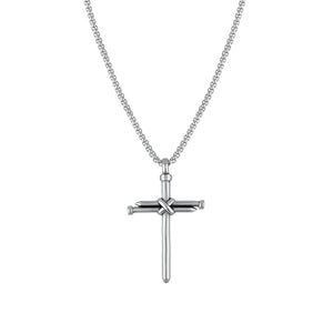 Triple nail cross necklace is made with stainless steel and 18" box chain