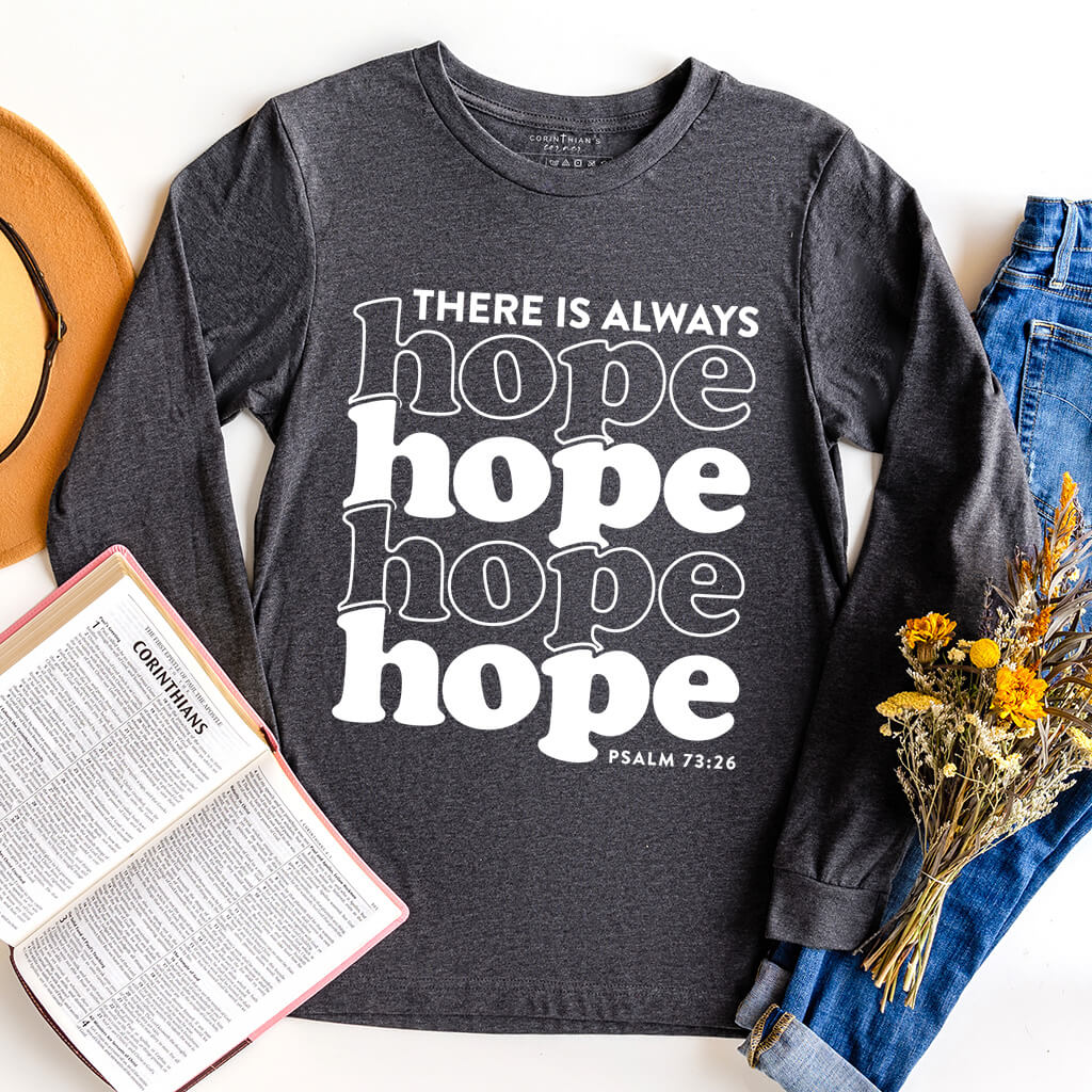 Long sleeve Christian shirt with inscription from Psalm 73:26