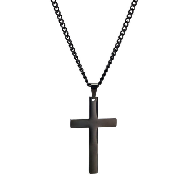 Black and Silver Toned Spikey Religious Cross Pendant Necklace - Kiola  Designs