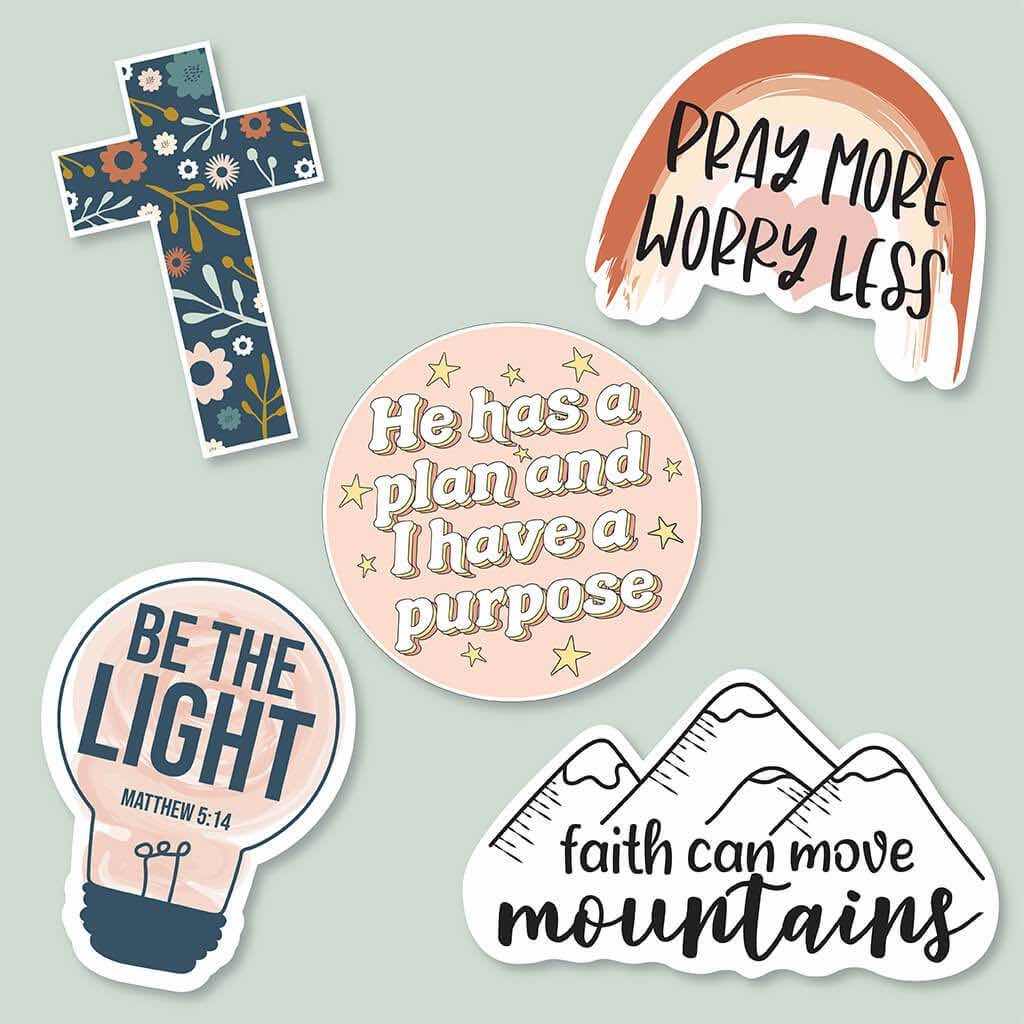 5 piece Christian sticker pack styled for the spring
