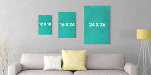 Illustration of various canvas art size options