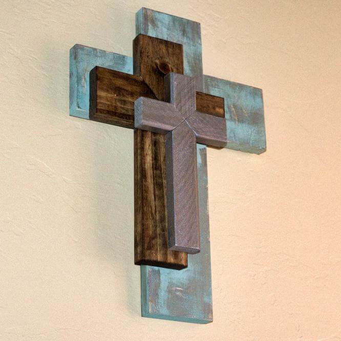 Triple cross comes in three muted colors, perfect for every Christian home
