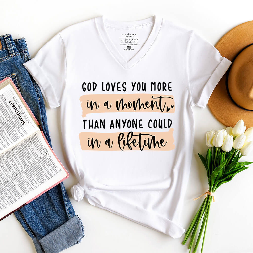 God loves you cute Christian t-shirt for women