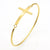 Durable and rigid gold bracelet with a cross over the top of the wrist