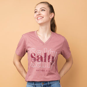 Extra small model wearing a salty Christian shirt about Matthew 5:13