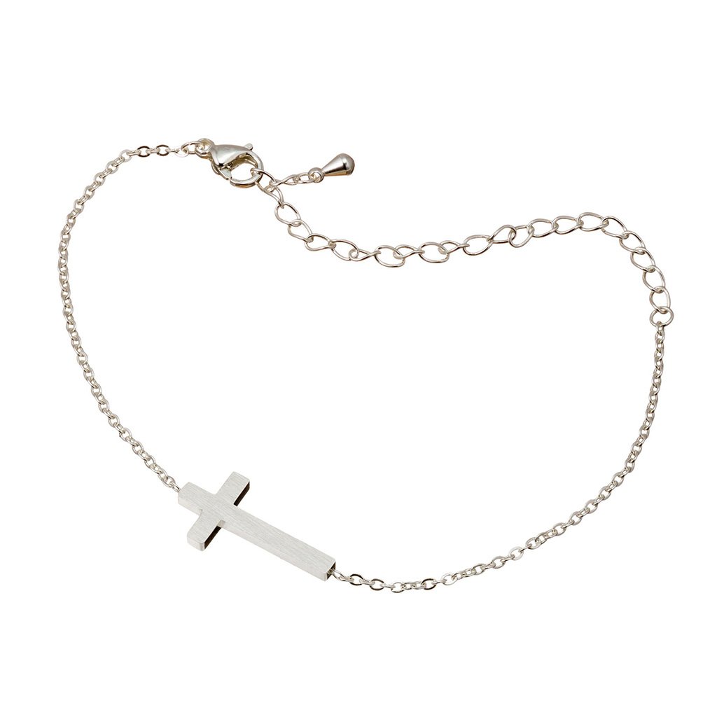 Thin Christian chain bracelet with a cross that sits atop your wrist