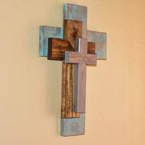 Side view of handmade triple cross
